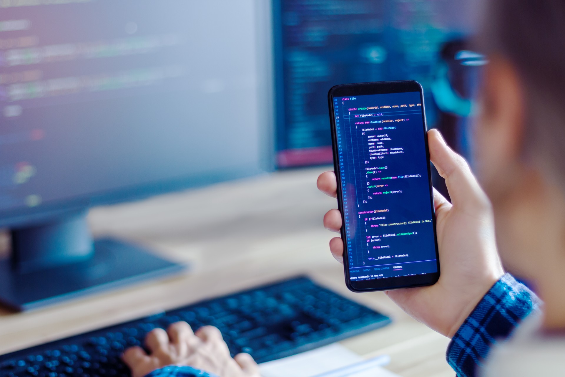 Software developer, freelancer working at home